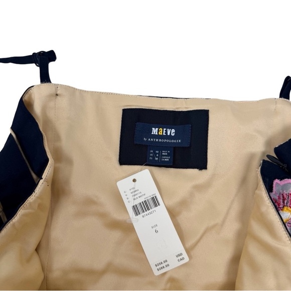 Maeve Anthropologie Sleeveless Slim Midi Dress Size 6 NWT Black Stripe Floral - Picture 8 of 9